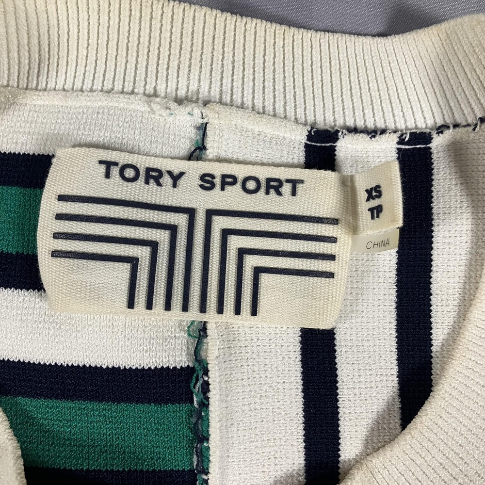 Tory‎ Sport Tory Burch Sweater Womens XS Multicolor Stripe Short Pocket Knit - Picture 4 of 12